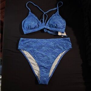 CUPSHE Blue Floral Women's Bikini Set